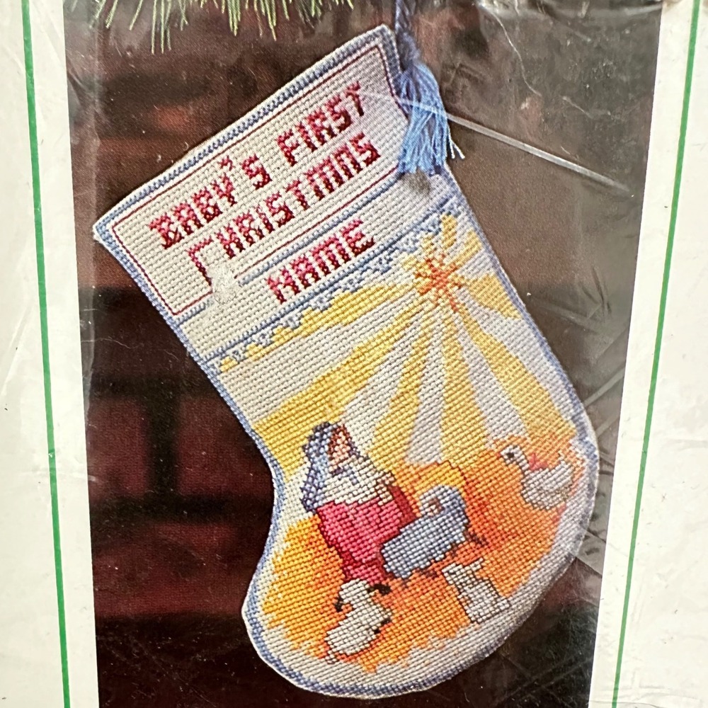 Vintage Sunset Designs Baby's First Christmas Nativity Cross Stitch Stocking Kit